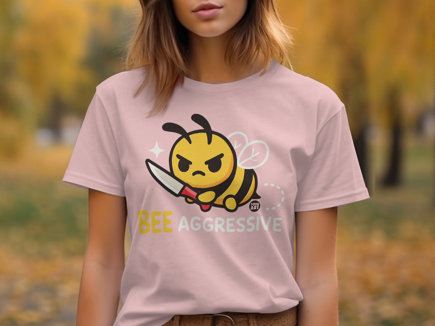 Cute Bee Aggressive Cartoon Character T-shirt
