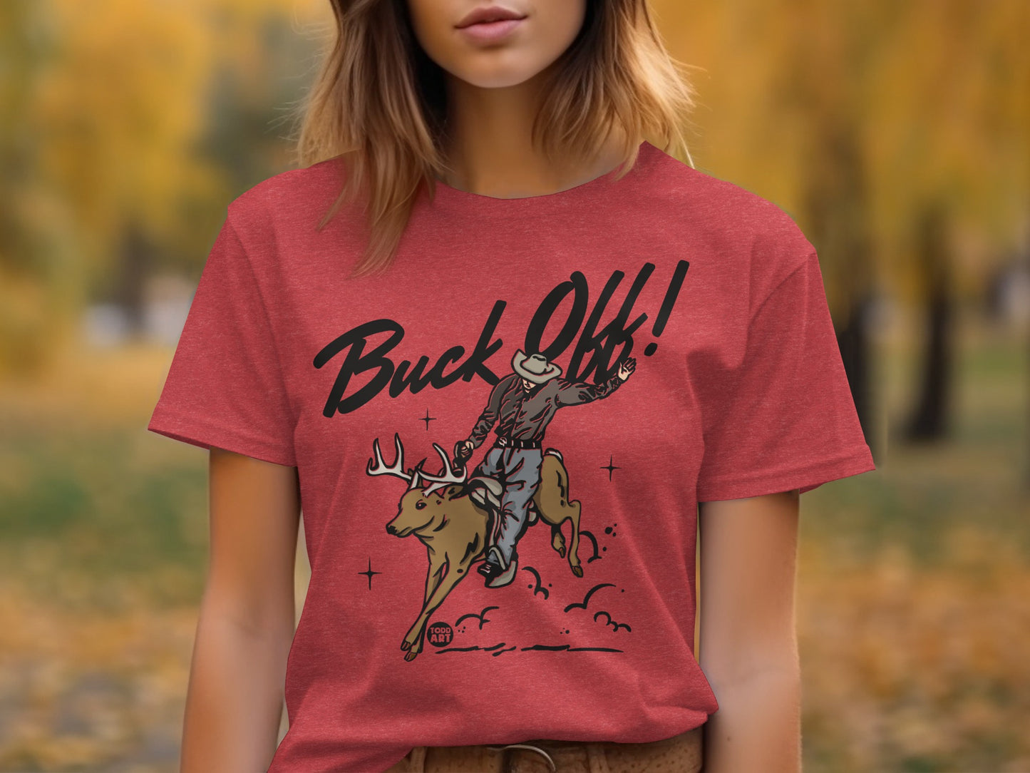 Buck Off Cowboy Riding Bucking Deer T-Shirt Product