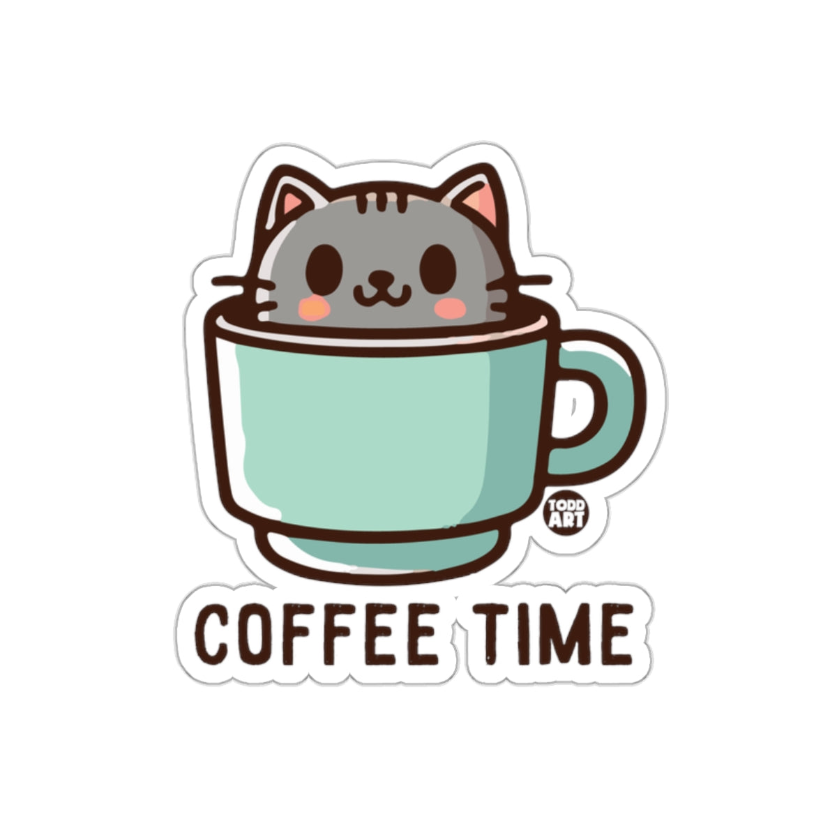 Coffee Time with a Cute Cat Illustration Stickers