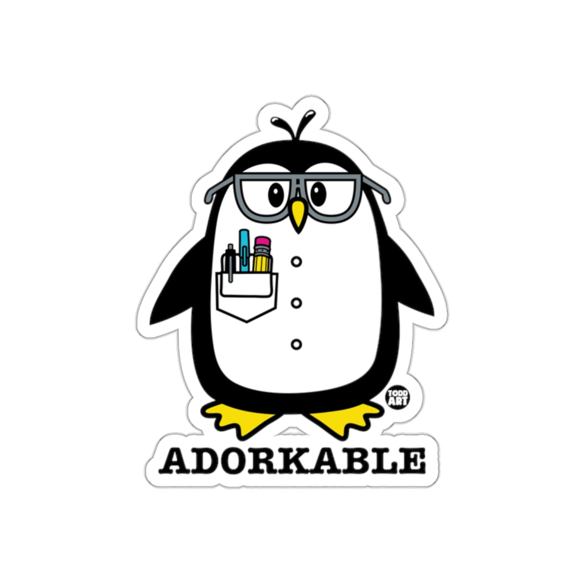 Adorkable Nerd Penguin with Glasses Cute Geeky Stickers