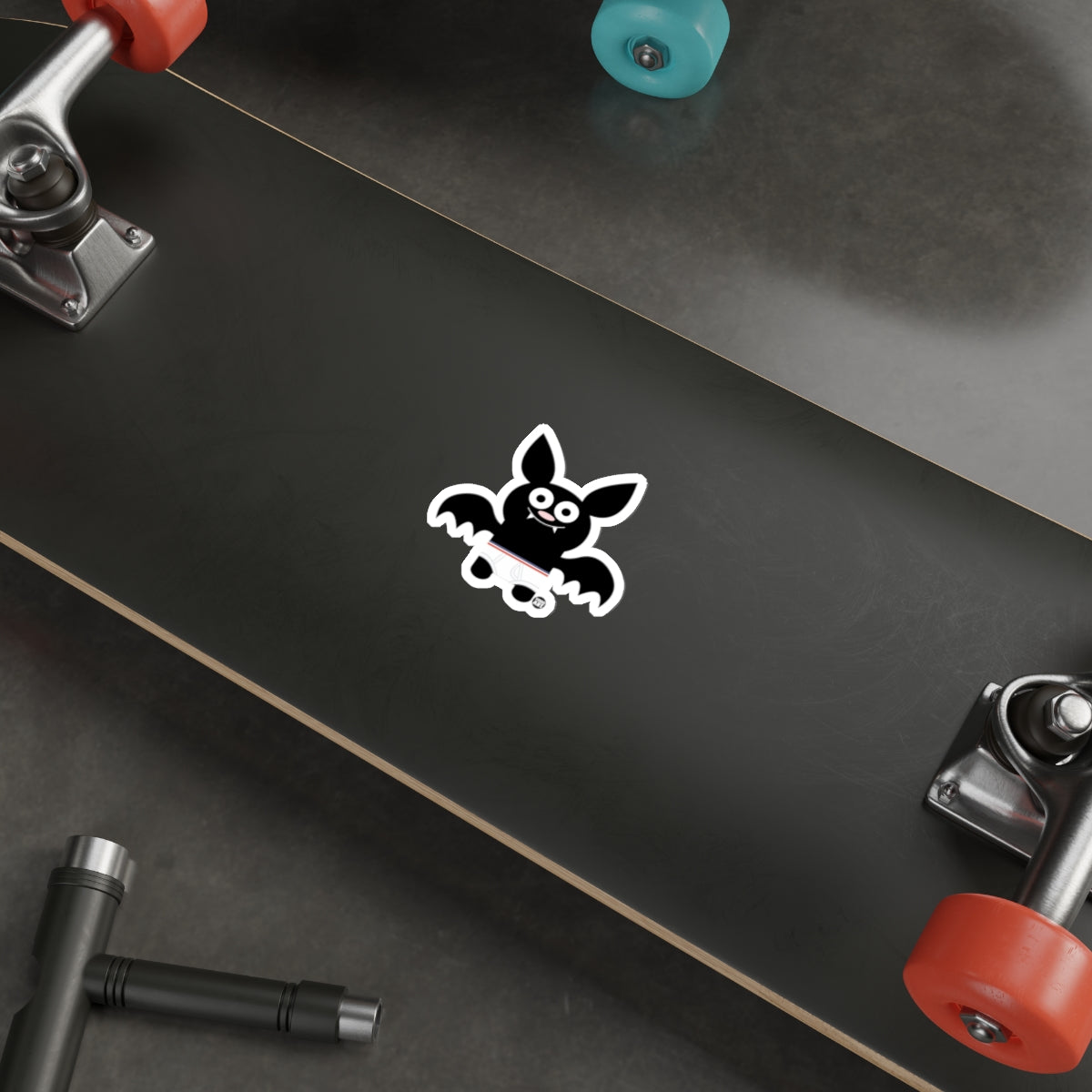 Cute Bat Graphic on Skateboard Deck Sticker Product