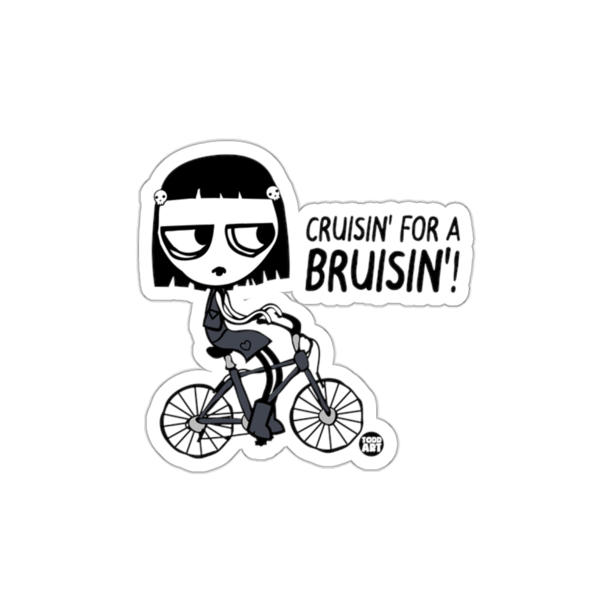 Cruisin' for a Bruisin' sticker perfect for any occasion