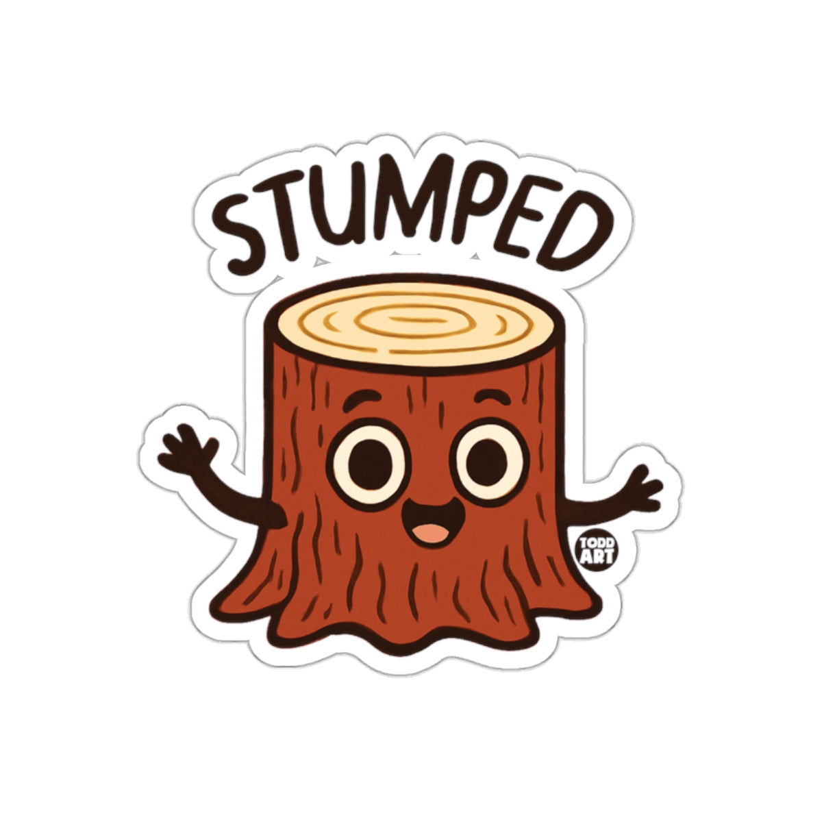 Stumped Funny Happy Tree Stump Illustration Sticker