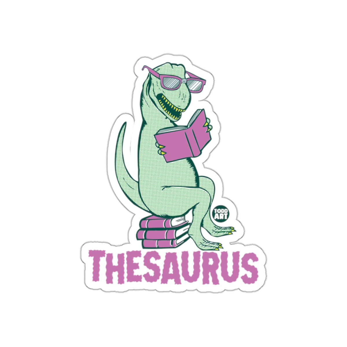 Cool Dinosaur Reading Sticker Thesaurus Fun Gift Decal