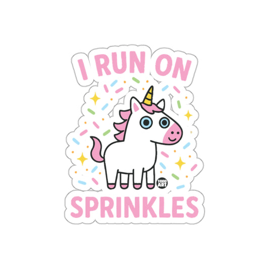 I Run on Sprinkles Cute Unicorn Sticker