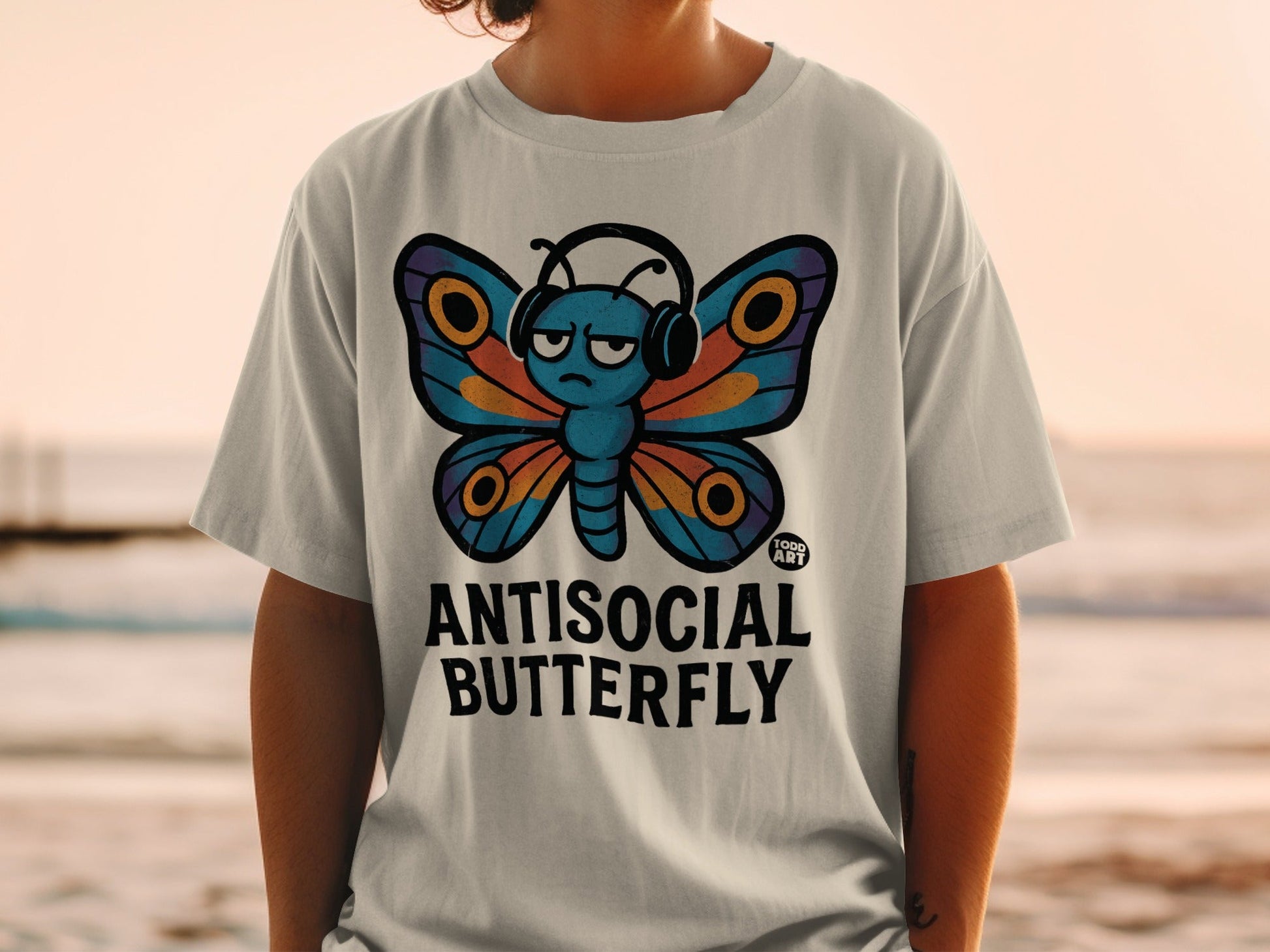 Antisocial Butterfly Graphic Print T-Shirt