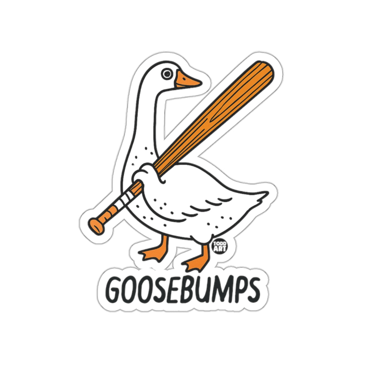 Goosebumps Goose with Bat Funny Sticker Design