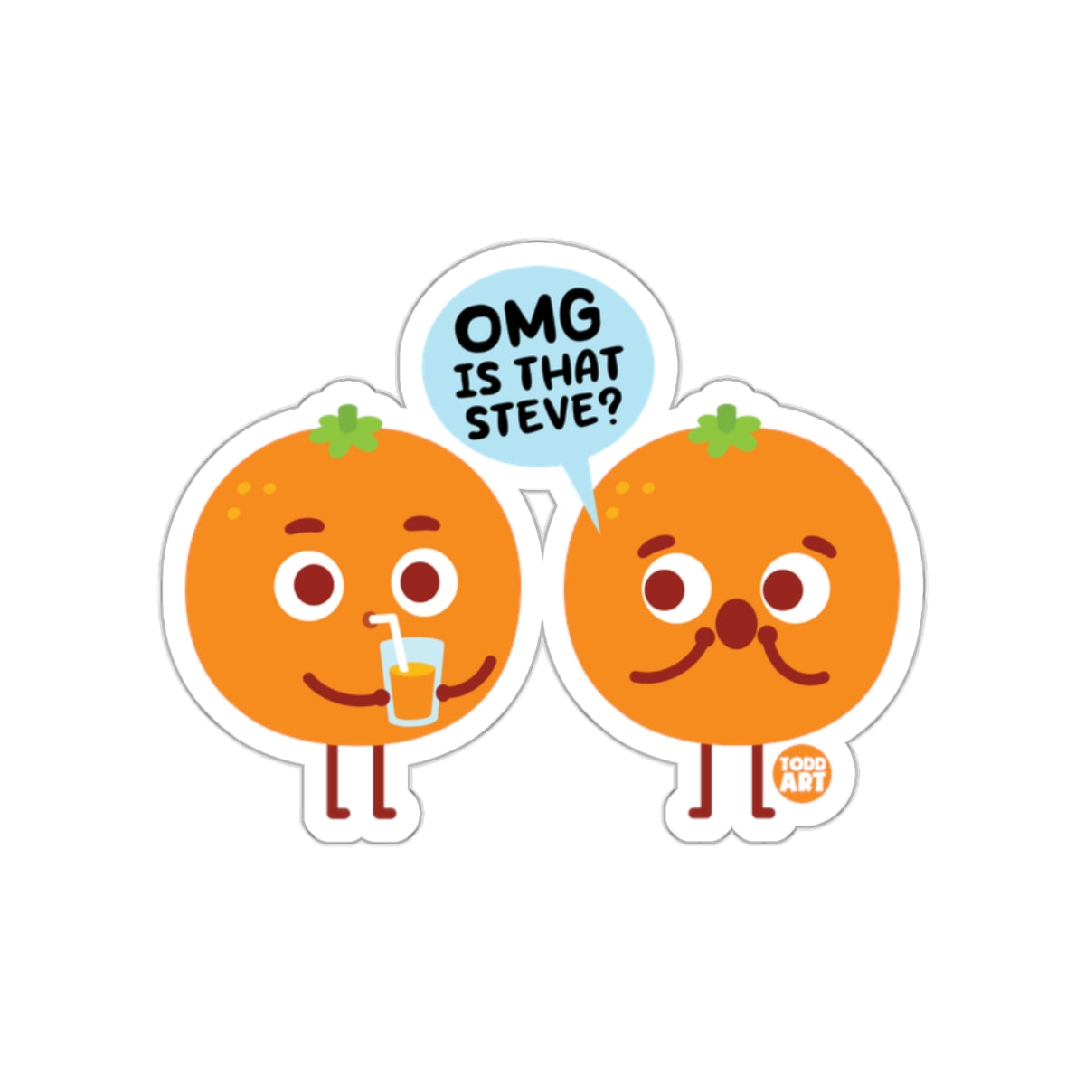 Cute Orange Characters With Funny Speech Bubble Sticker
