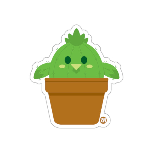 Cute Cactus Sticker with Adorable Cartoon Bird Design