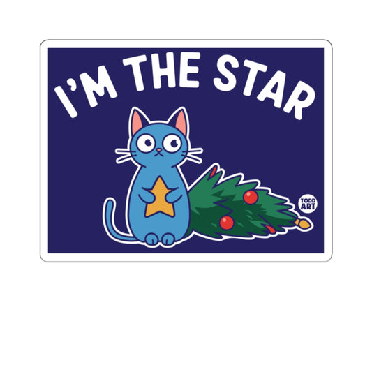 I'm The Star Funny Cat with Christmas Tree Sticker