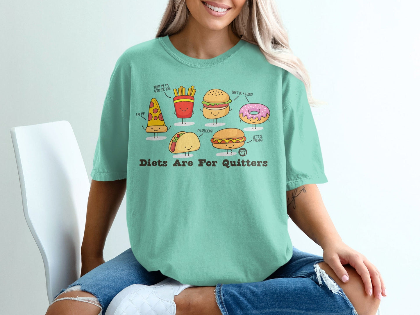Diets Are For Quitters Funny Food Graphic T-Shirt