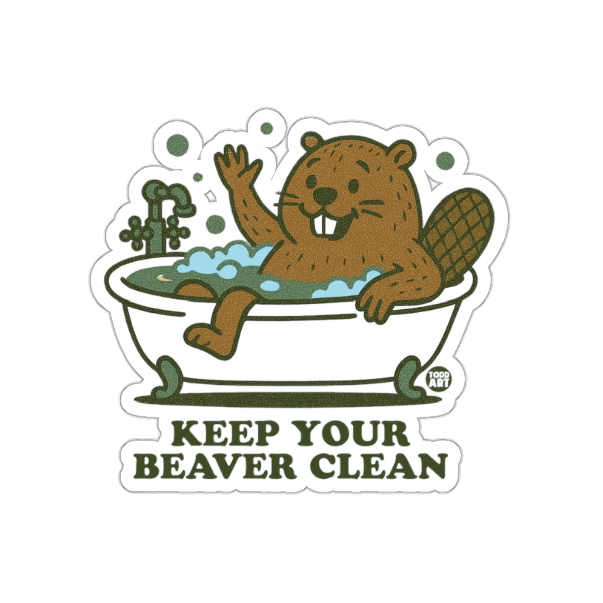 Keep Your Beaver Clean Funny Beaver in Bathtub Sticker