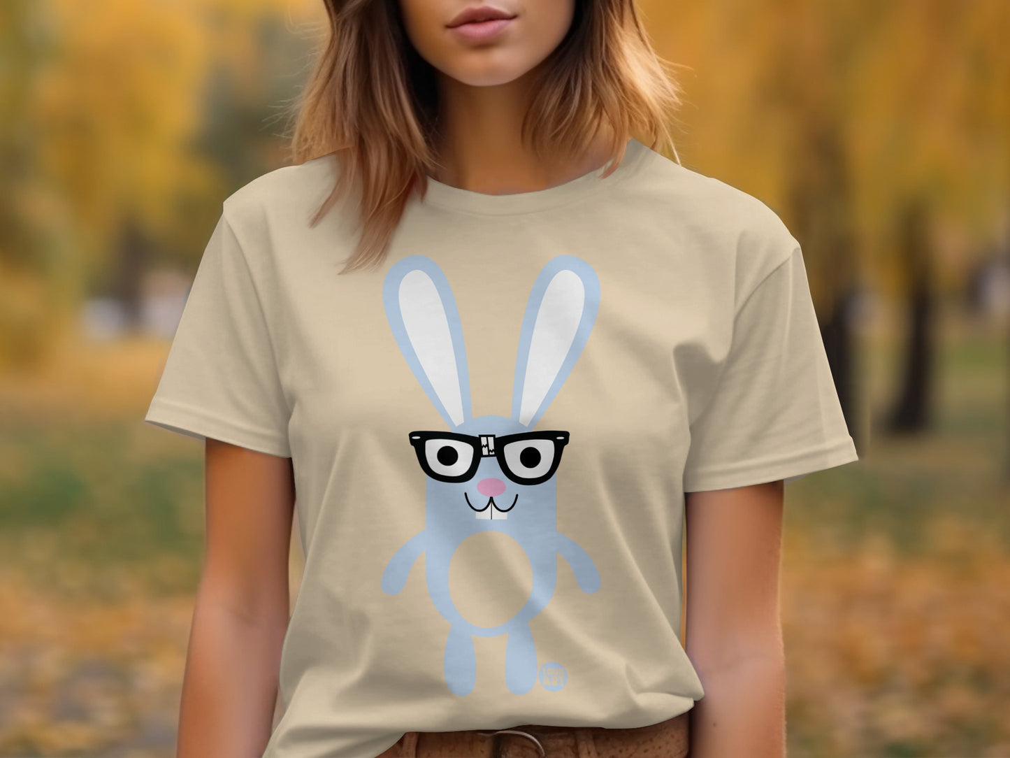 Adorable Bunny Graphic Tee with Hipster Glasses Design