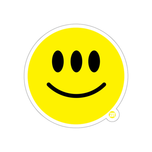 Triple-Eyed Smiley Face Sticker Yellow Emoji Design