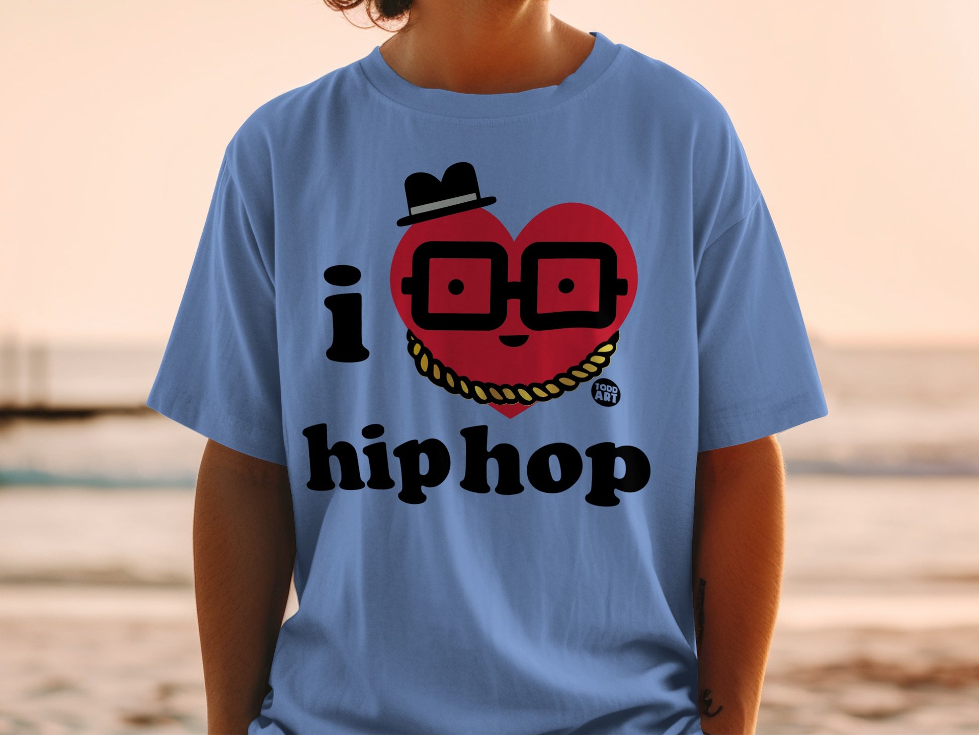 I Love Hip Hop Graphic Todd Art T-Shirt for Music Fans