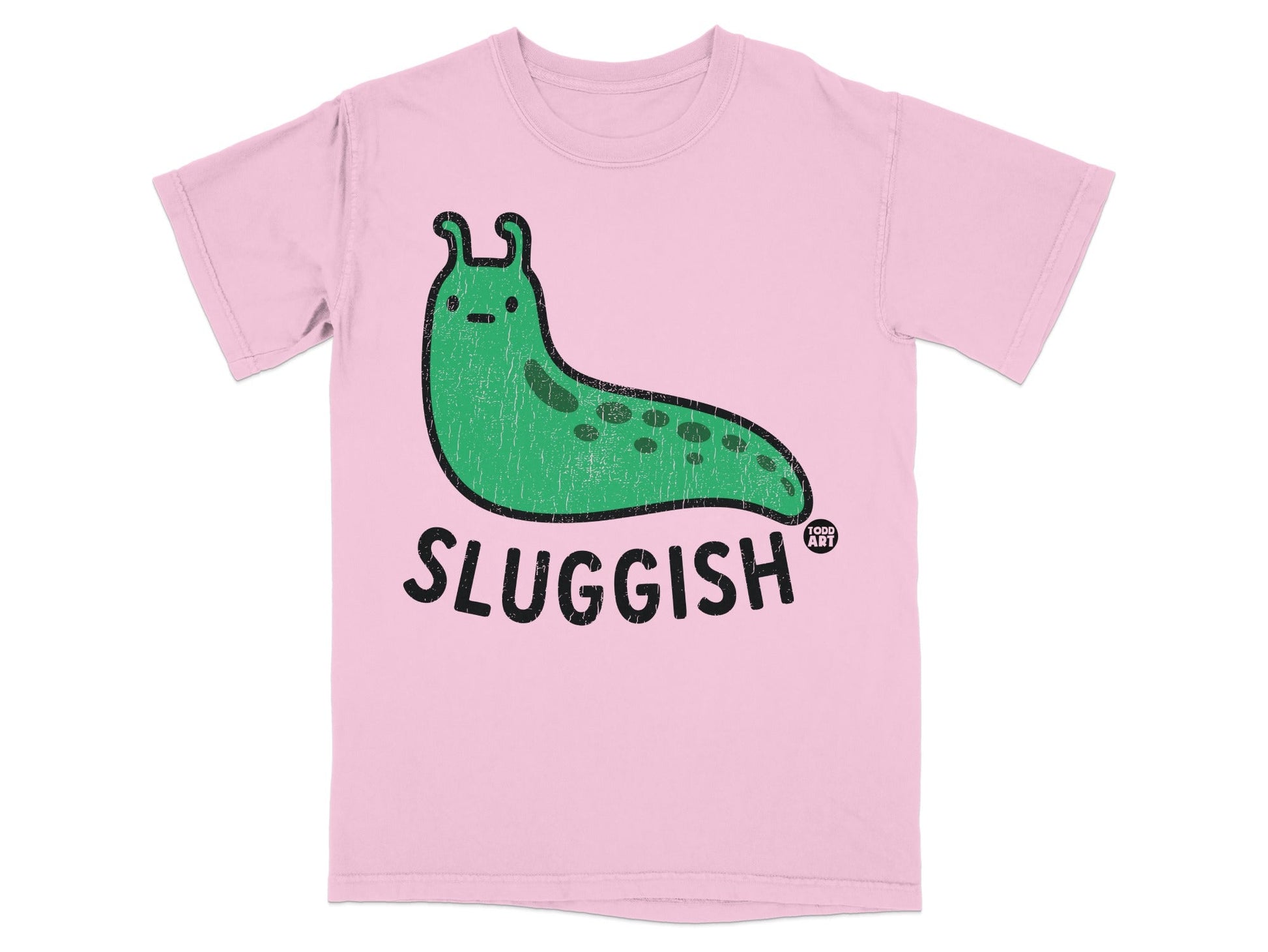 Sluggish Green Slug Graphic Pink T-Shirt
