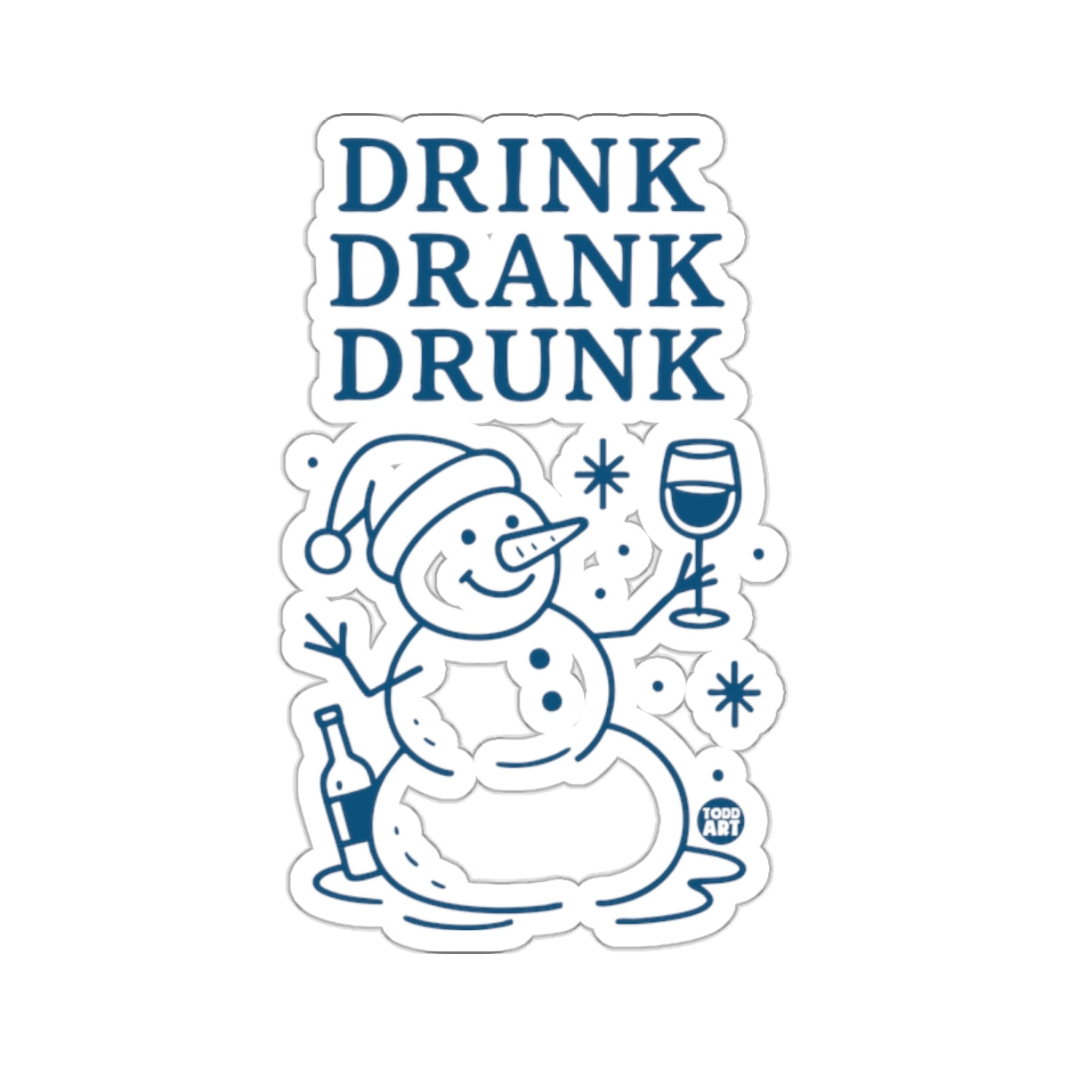 DRINK DRANK DRUNK Snowman Wine Glass Bottle Snowflakes product type