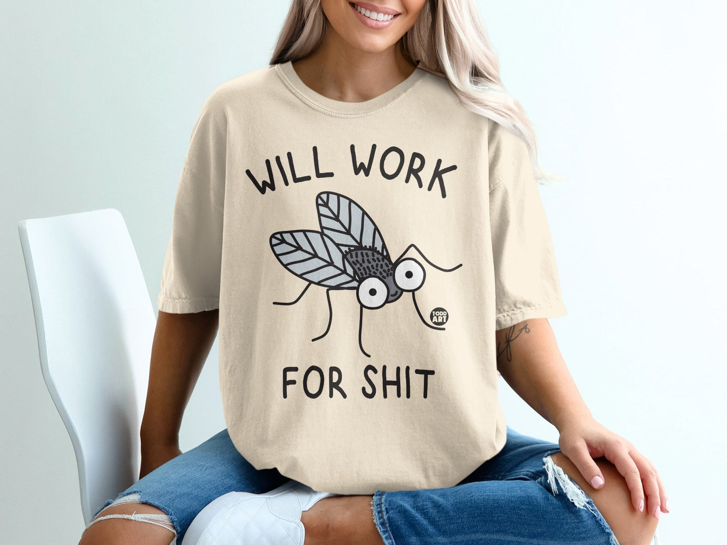 Will Work for Shit Funny Graphic T-shirt