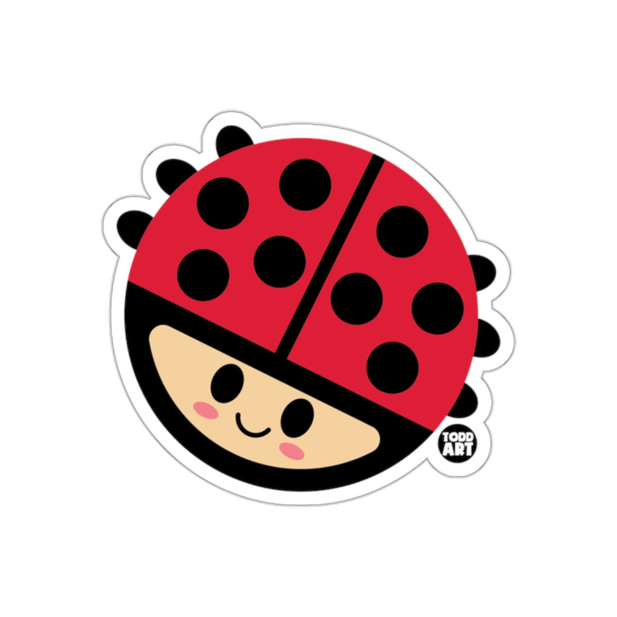Cute Smiling Ladybug Cartoon Character Sticker