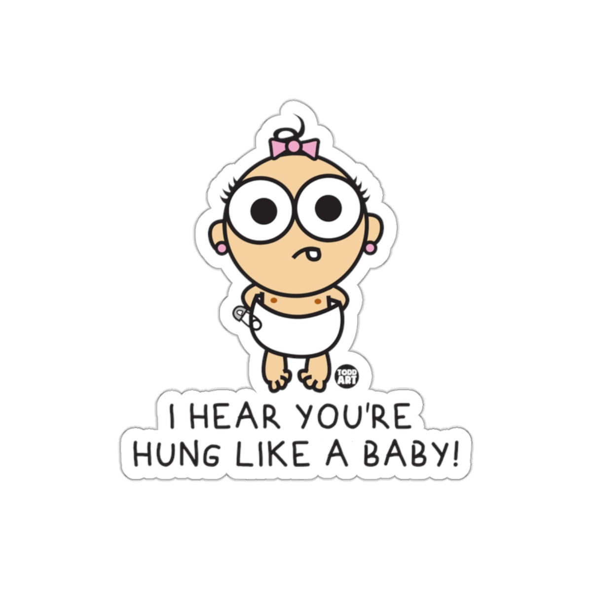 Funny Cartoon Design Sticker Hung Like Baby Sticker