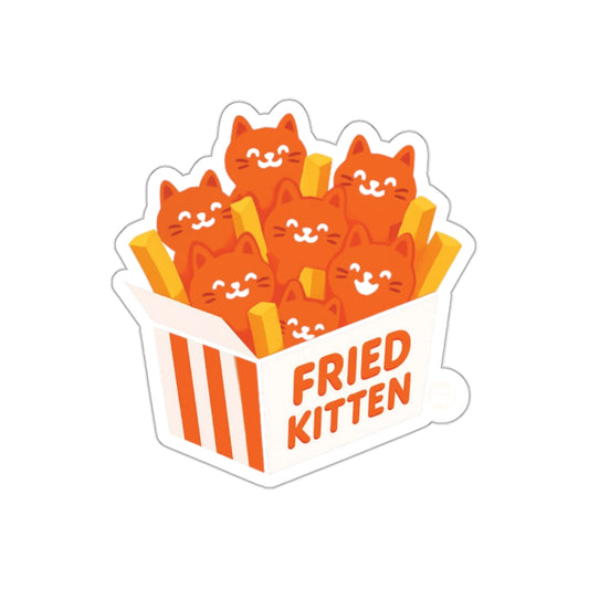 Fried Kitten Cartoon Box Illustration Sticker