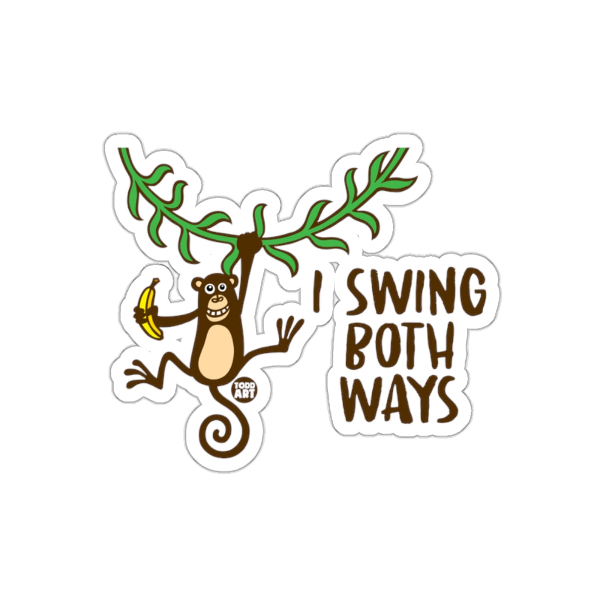 I Swing Both Ways Monkey and Vine Sticker