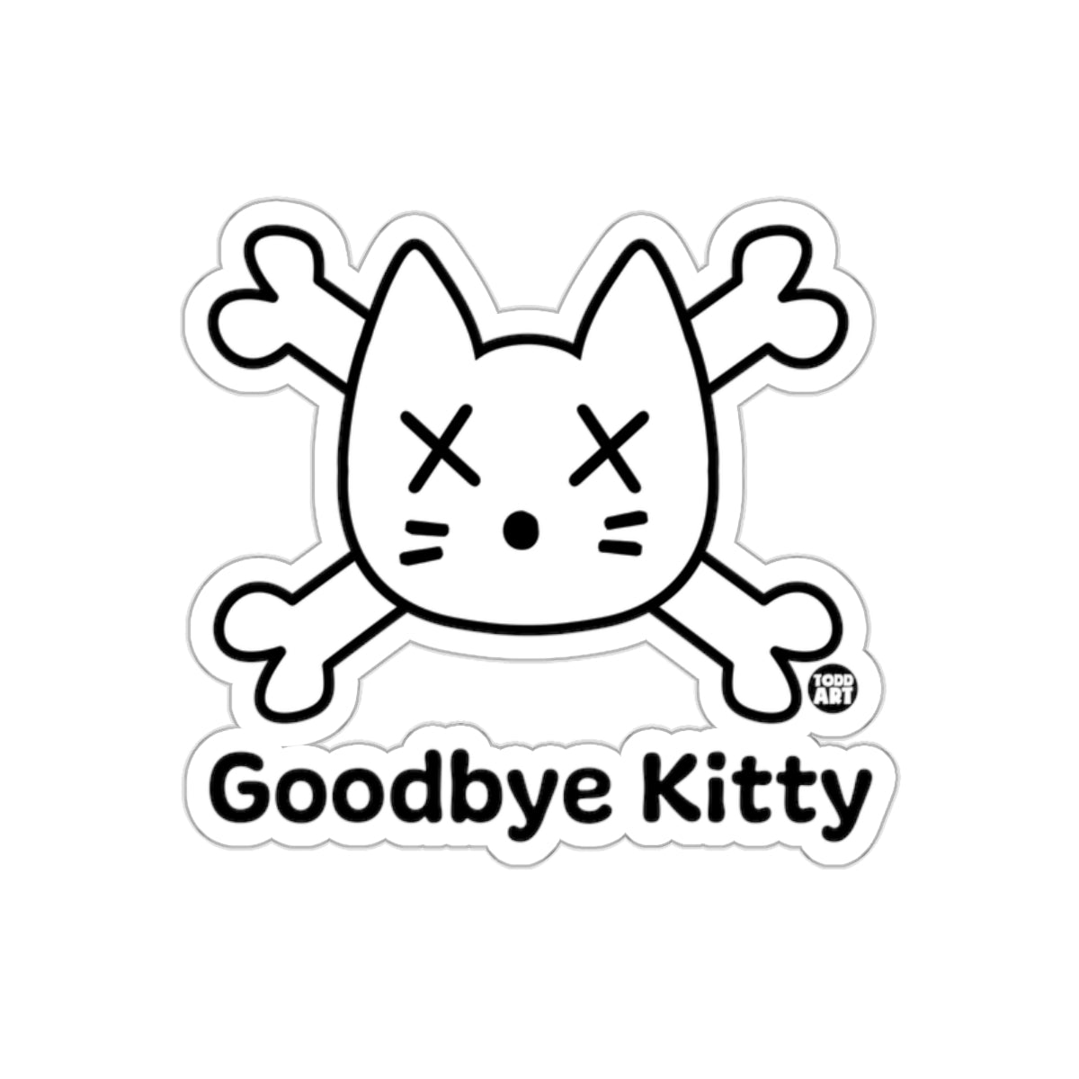 Goodbye Kitty Skull and Crossbones Design Sticker