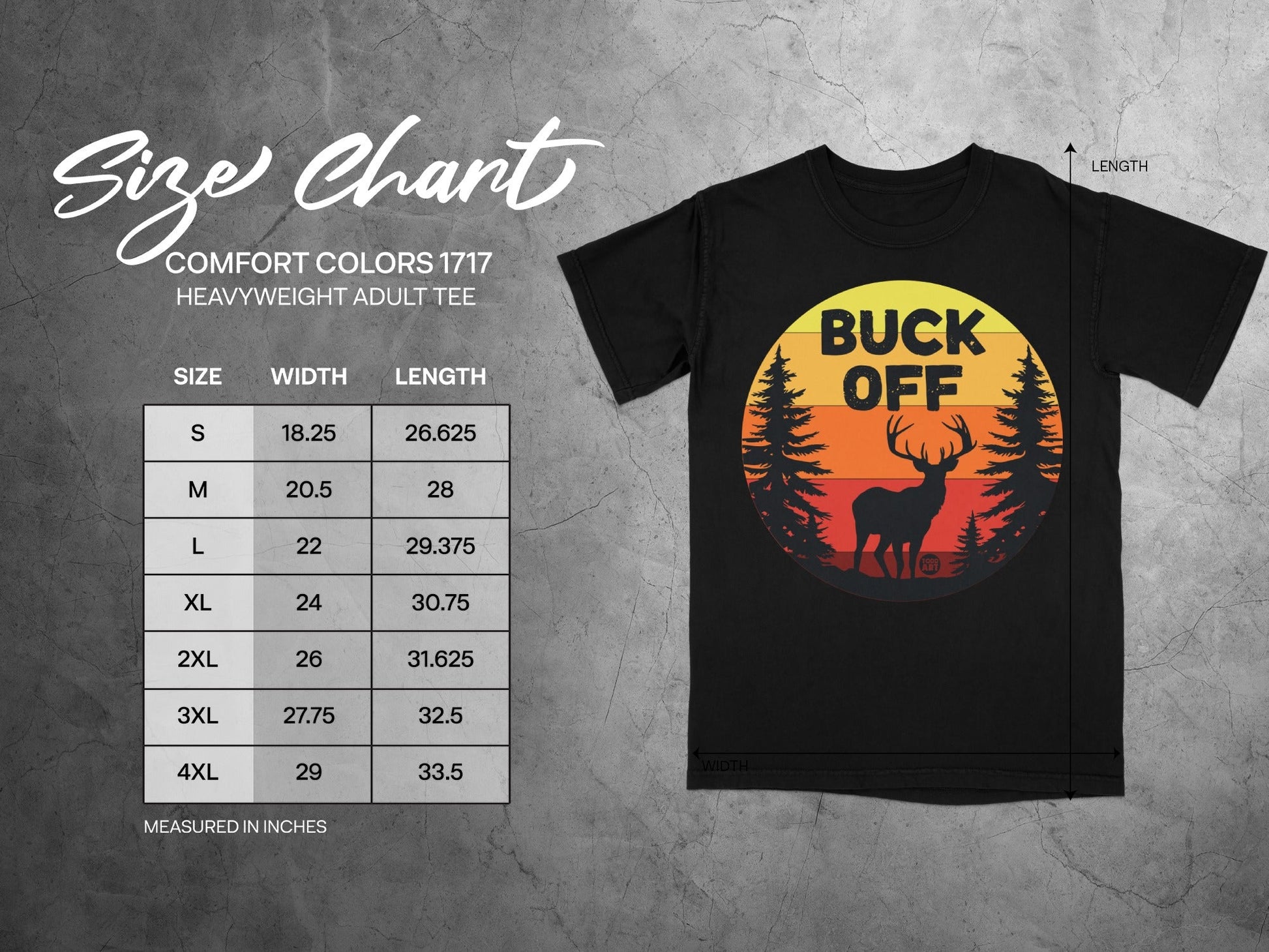 Buck Off Graphic Tee with Deer and Trees Design