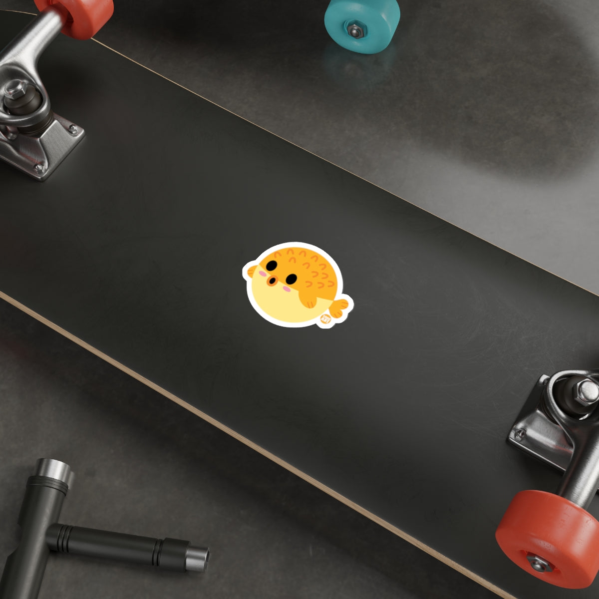 Cute Orange Fish Sticker for Skateboard or Laptop