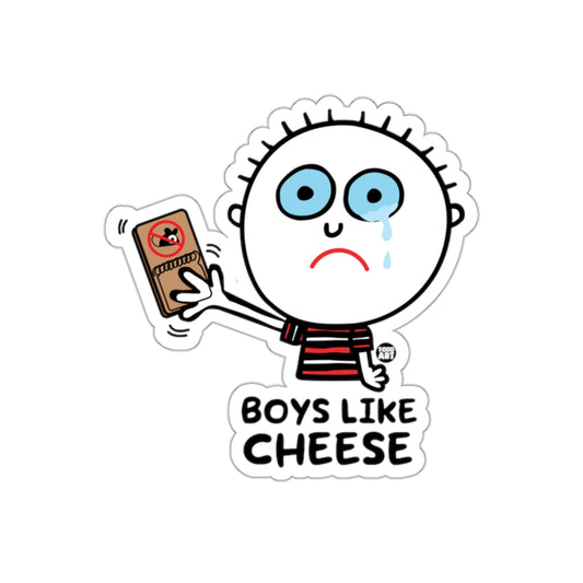 Boys Like Cheese Cartoon Character Sticker