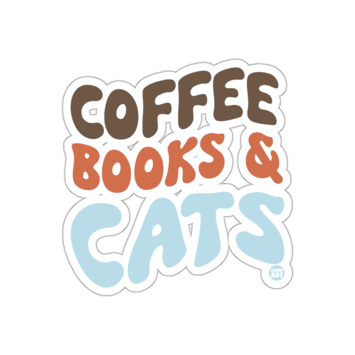 Coffee Books and Cats Design Artwork Illustration Stickers