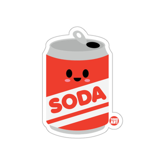 Smiling Cartoon Red Soda Can Sticker Reliable Fun Decal