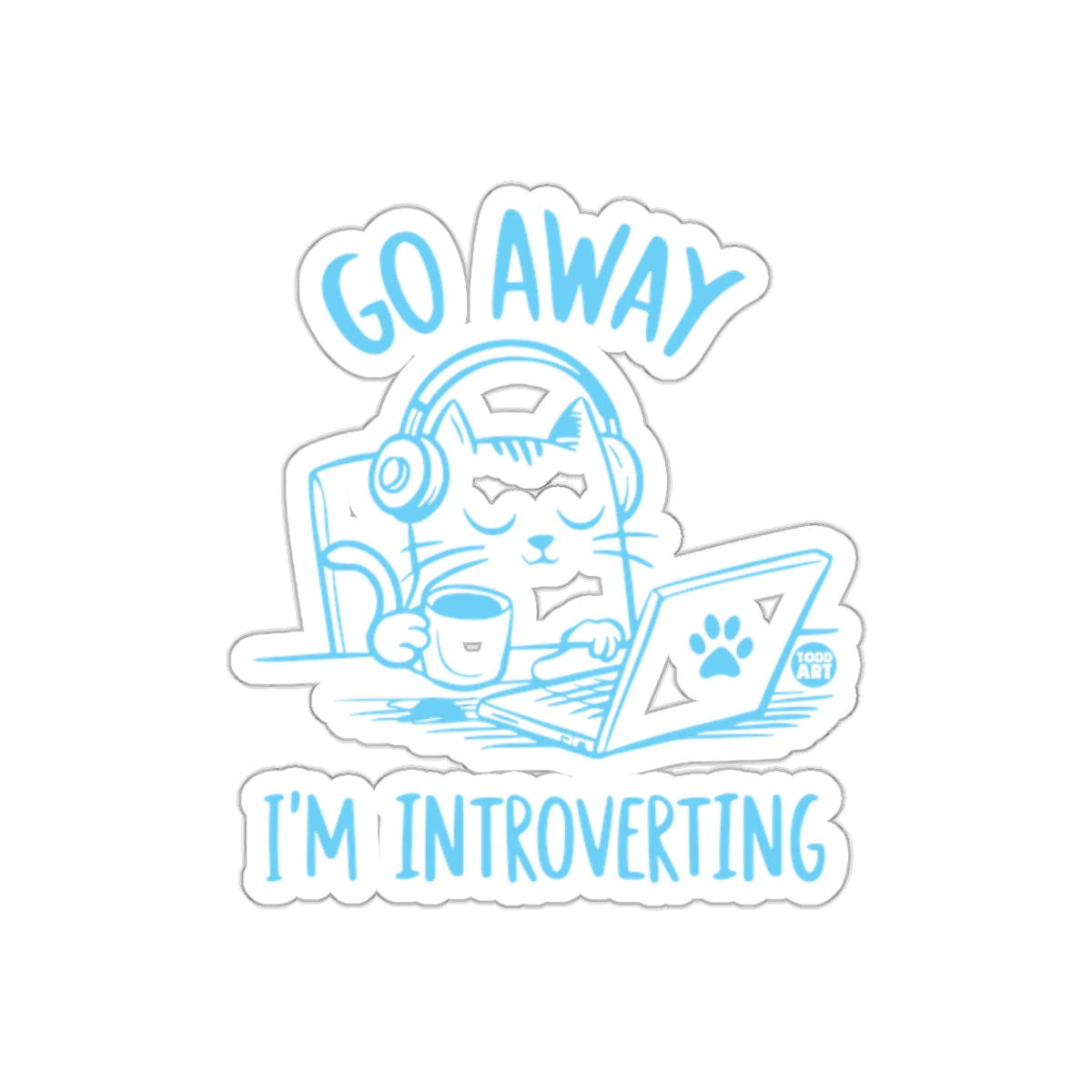 Go Away I'm Introverting Cute Cat Illustration sticker