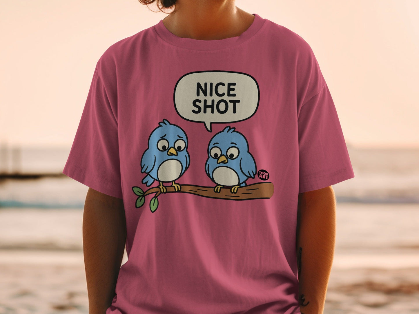 Fun Blue Birds Nice Shot Todd Art Graphic Tee
