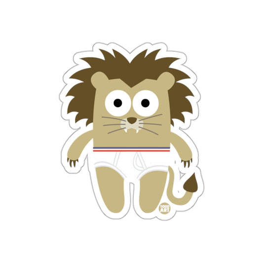 Cute Cartoon Lion in Underwear Sticker for Kids
