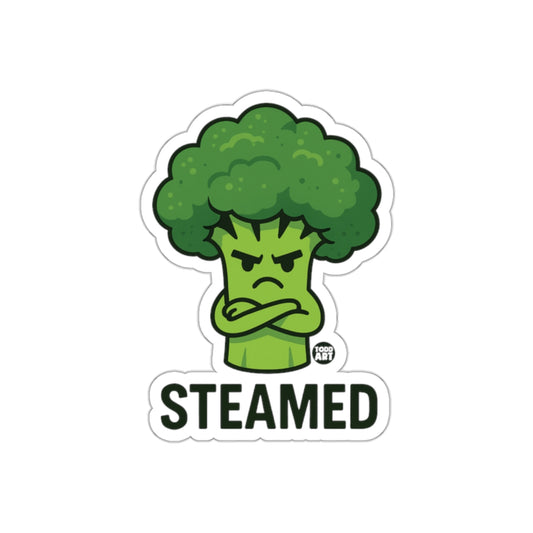 Steamed Angry Broccoli Sticker Fun Cartoon Design