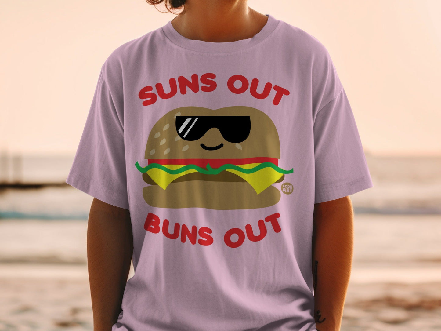 Fun Suns Out Buns Out Burger Sunglasses T-Shirt