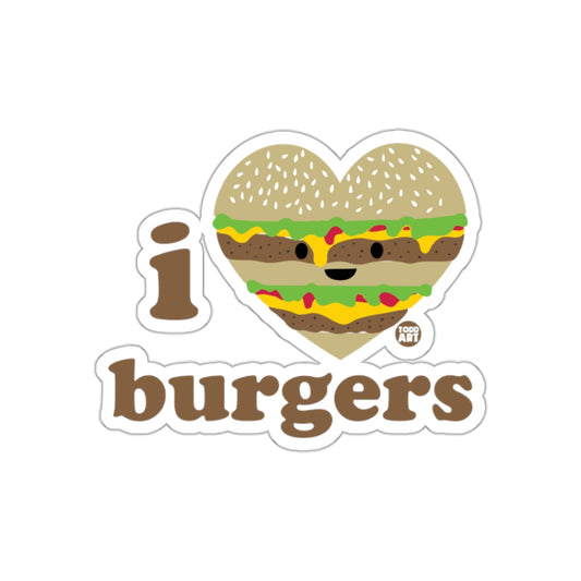 I Love Burgers Cute Foodie Lovers Sticker Design