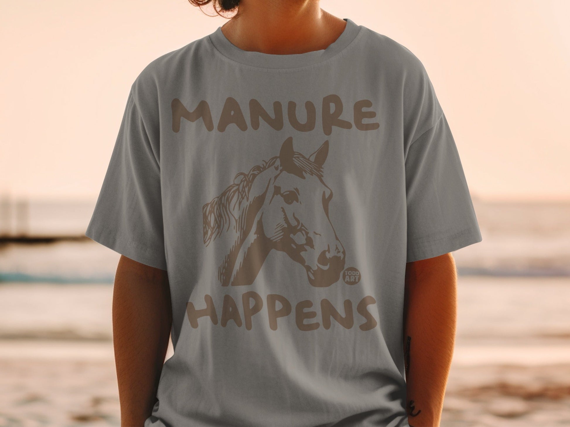 Manure Happens Horse Graphic Printed T-Shirt