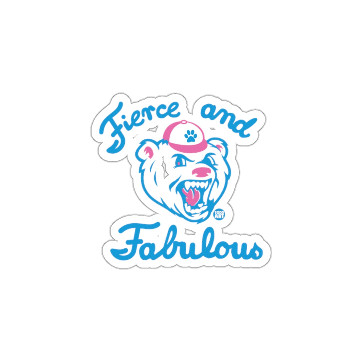 Fierce and Fabulous Bear Sticker with Paw Hat Design