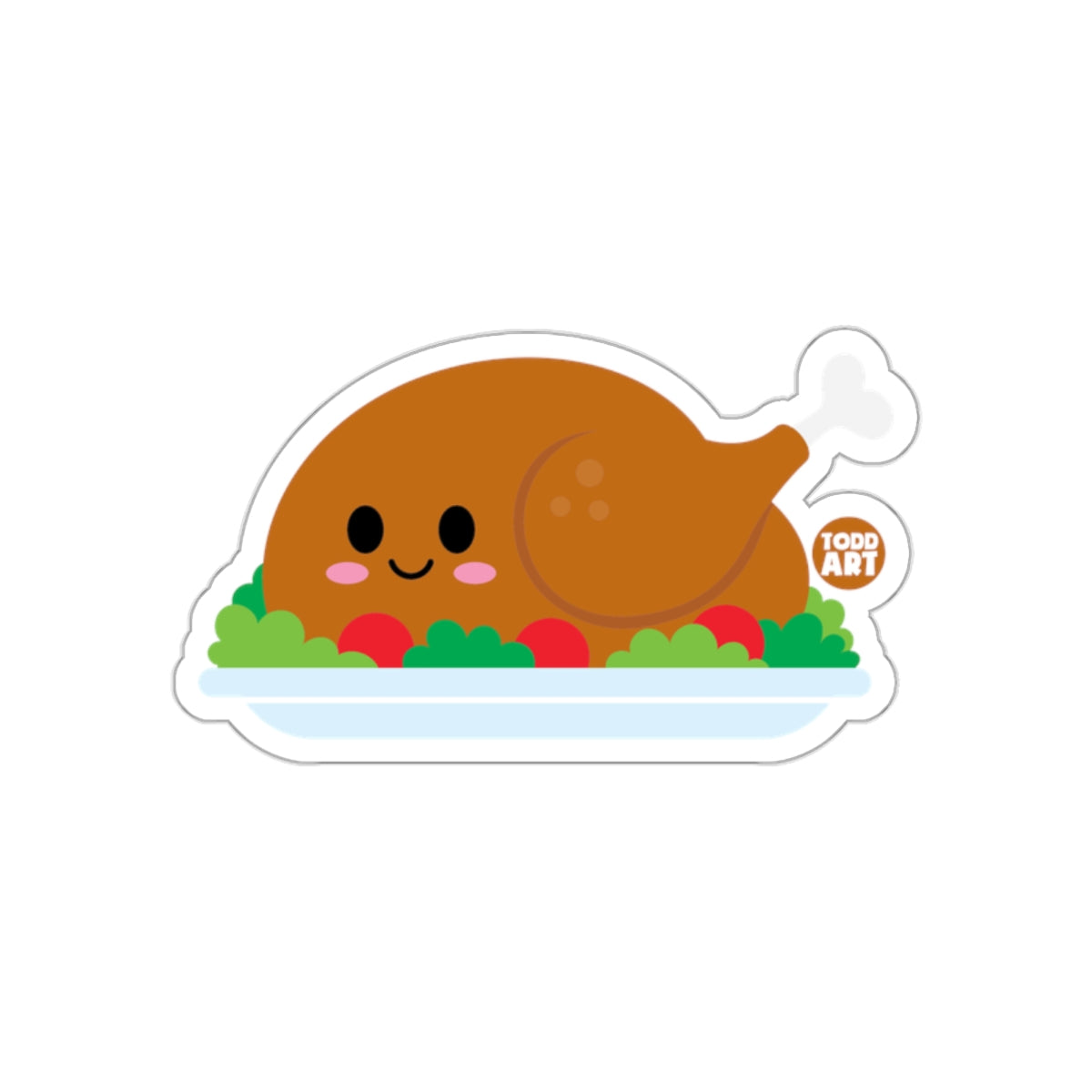 Cute Smiling Turkey with Vegetables Illustration Sticker