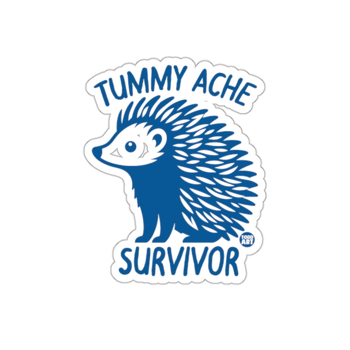 Tummy Ache Survivor Cute Hedgehog Design Sticker