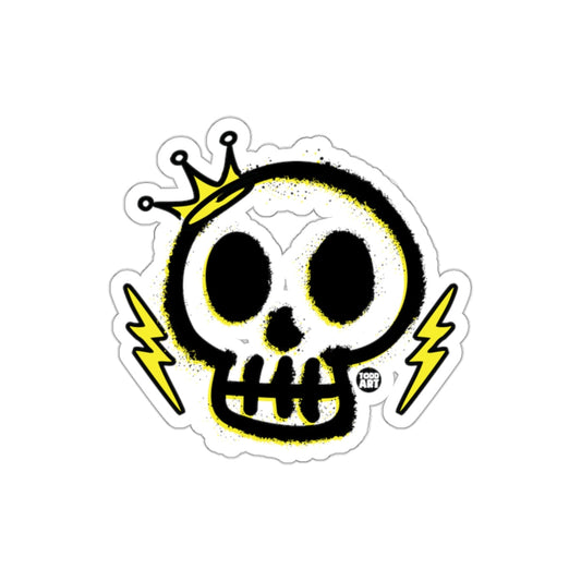Skull With Crown and Lightning Bolts Design Cool sticker