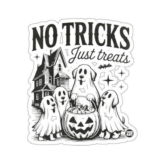 NO TRICKS Just treats Ghost Dogs Haunted House Scene product type