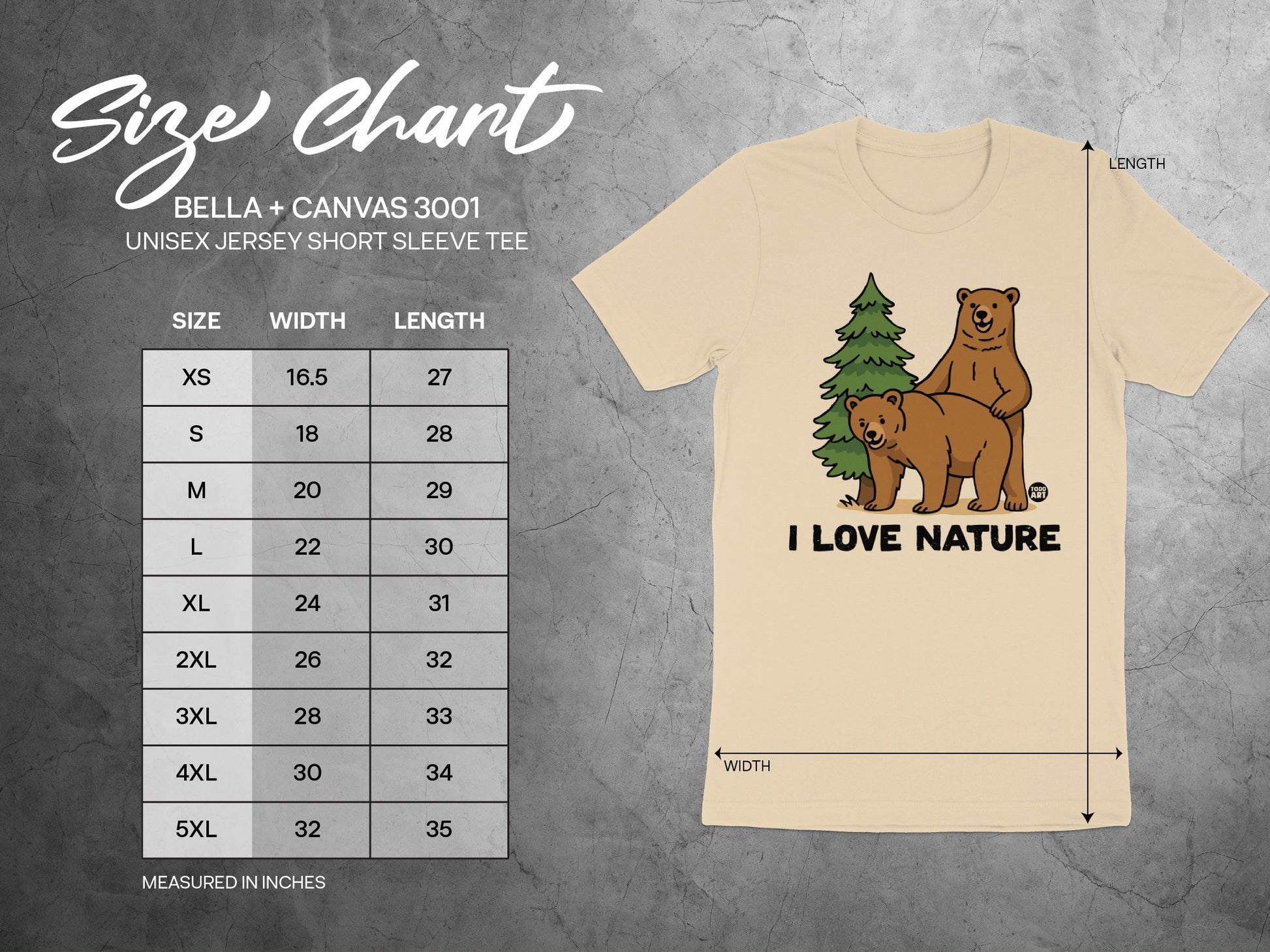 I Love Nature Bear Print Unisex Jersey Short Sleeve Tee