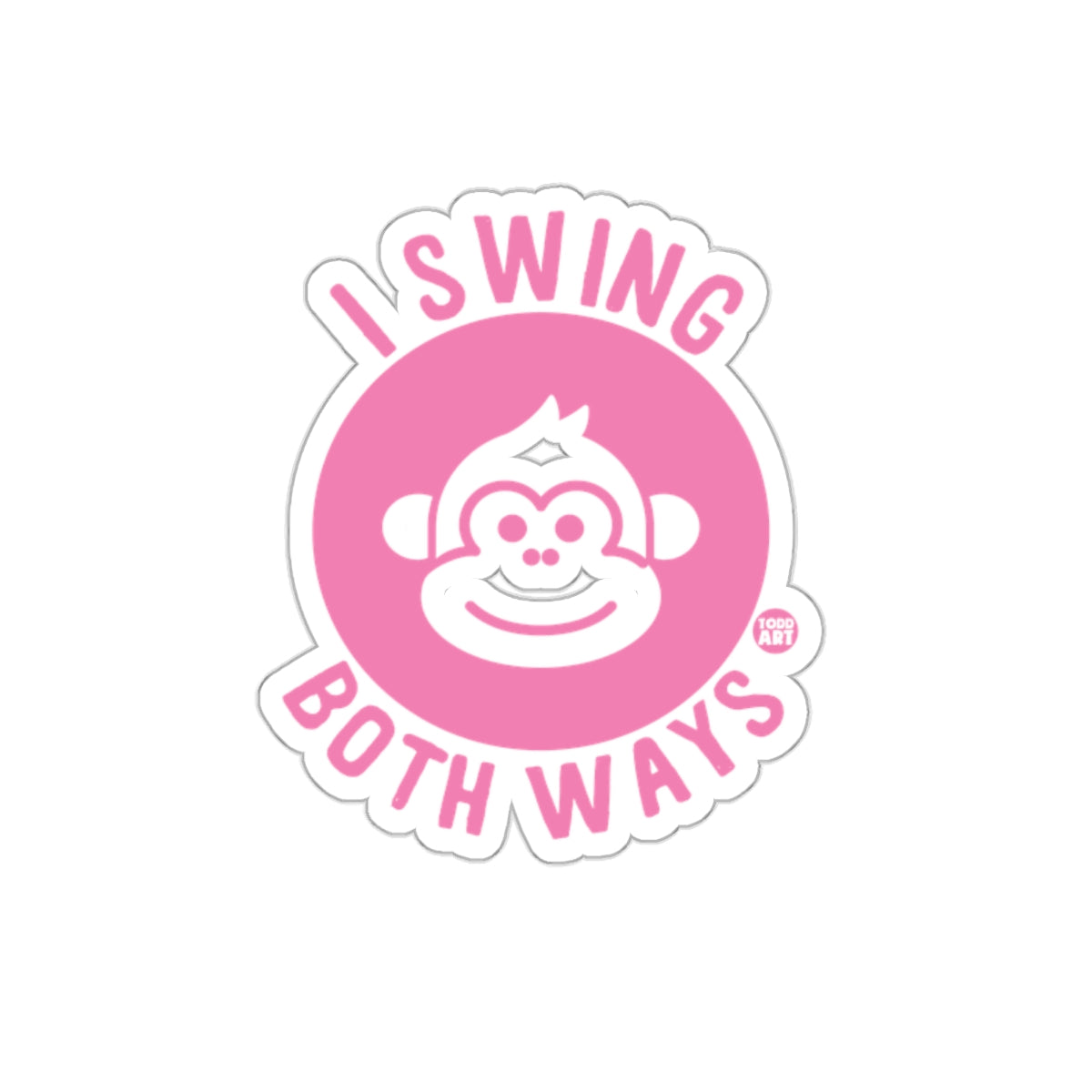 I Swing Both Ways Pink Monkey Sticker Fun Design