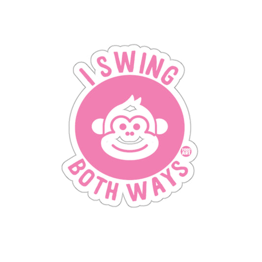 I Swing Both Ways Pink Monkey Sticker Fun Design