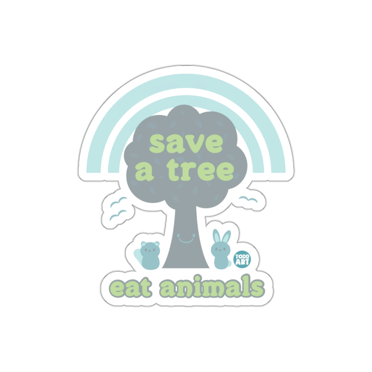 Save a Tree Eat Animals Illustration for Environmentalist Stickers