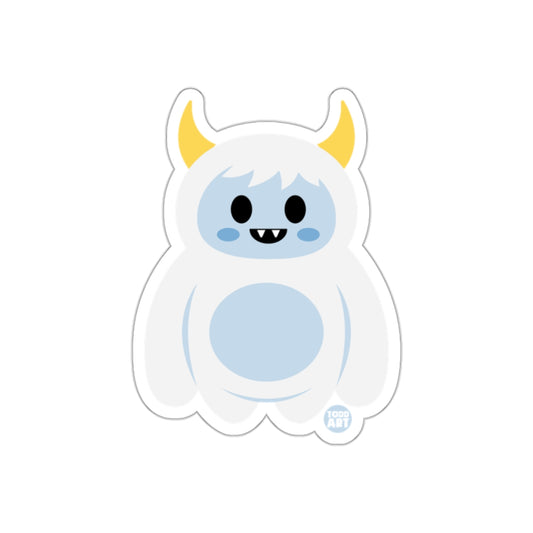 Cute Yeti Cartoon Character with Yellow Horns Sticker