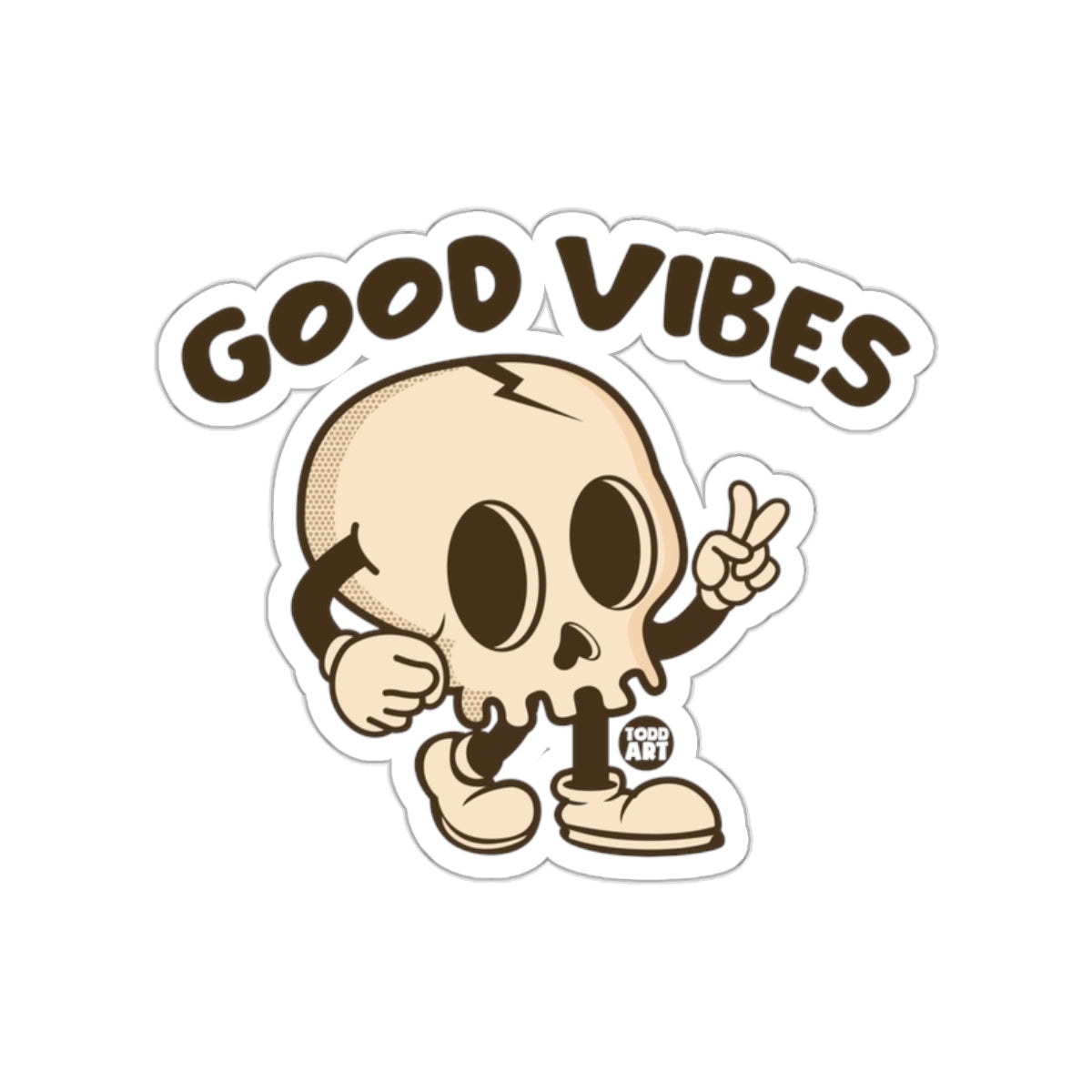Retro Cartoon Skull Spreading Good Vibes Stickers